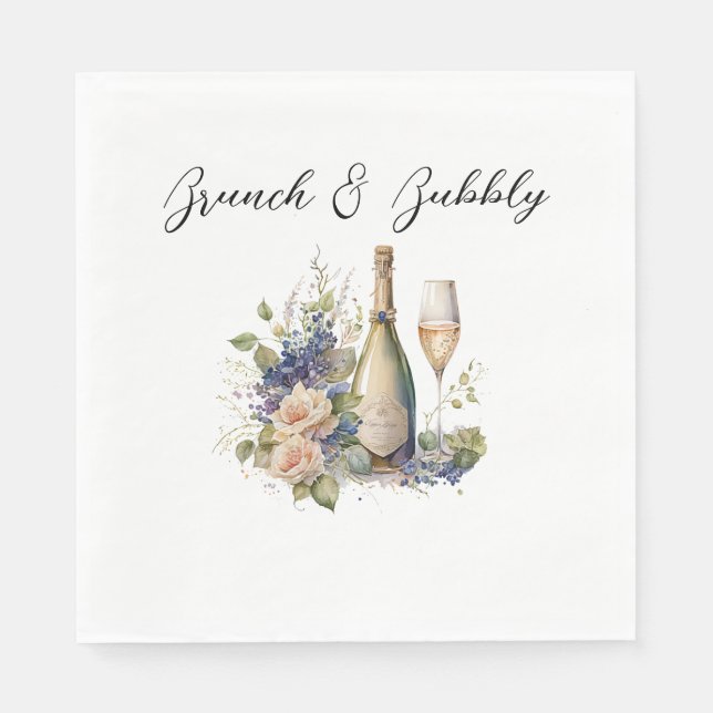 Champagne Floral Brautparty Paper Serviette (Vorderseite)