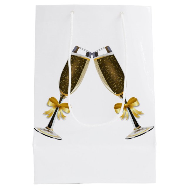 Champagne Flute Geschenktasche, Geschenktasche für Mittlere Geschenktüte (Rückseite)