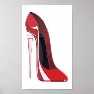 Champagne Flute Red Stiletto Shoe Poster