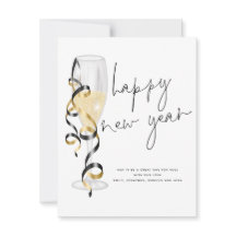 Champagne Flute Script glücklich Neues Jahr