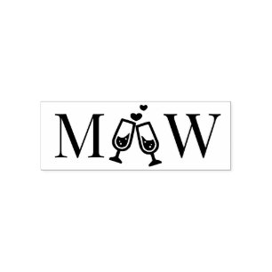 Champagne Flutes Couple Wedding 2 Initial Monogram Permastempel