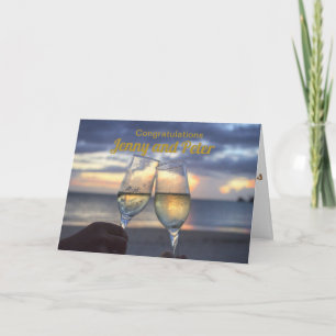 CHAMPAGNE FLUTES CUSTOM WEDING GRATULALALATIONS KARTE