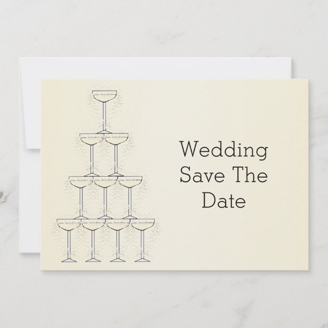 Champagne Flutes Design Champagner farbenfrohe Hoc Save The Date (Vorderseite)