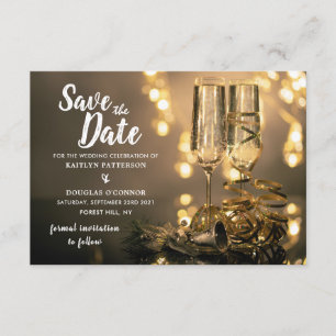 Champagne Flutes, Save the Date Begleitkarte