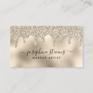 Champagne Foil Glitzer Tropfen Script Typografy Visitenkarte