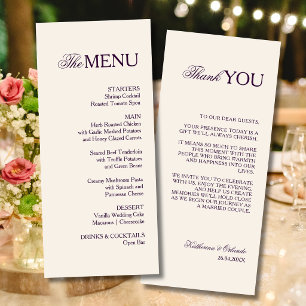 Champagne Formal Old Money Hochzeitsmenü Danke Programm