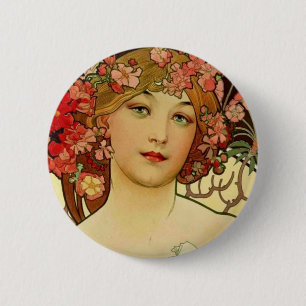 Champagne-Frau 1897 - F. Champenois Imprimeur Button
