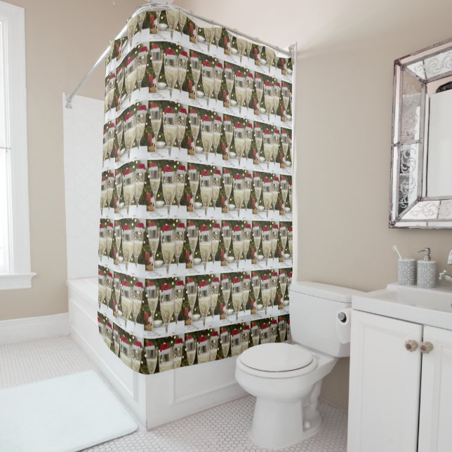 "CHAMPAGNE GALORE CHRISTMAS" SHOWER CURTAT DUSCHVORHANG (Beispiel)