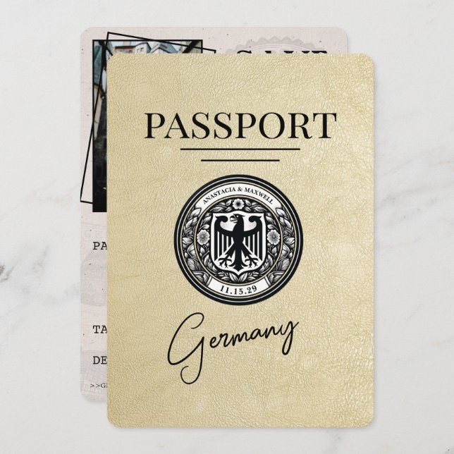 Champagne Germany Passport Save the Date (Vorne/Hinten)