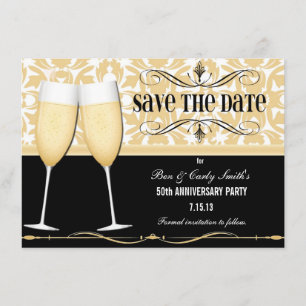 Champagne-Glas-Save the Date Einladung