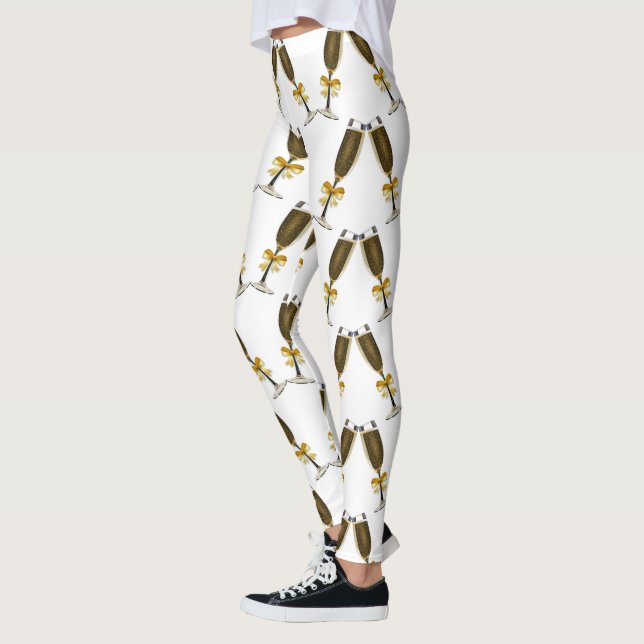 Champagne-Gläser mit goldenen Bögen Leggings (Links)