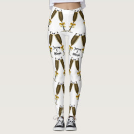 Champagne-Gläser mit goldenen Bögen Leggings