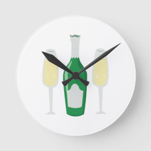 Champagne-Gläser Runde Wanduhr