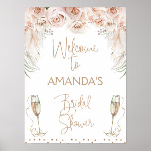Champagne Glass Boho Brunch Brautparty Willkommen Poster