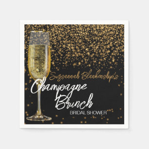 Champagne Glass Brunch Brautparty Gold Bokeh Serviette