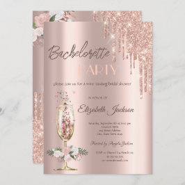 Champagne Glass Rose Junggeselinnen-Abschied Einladung