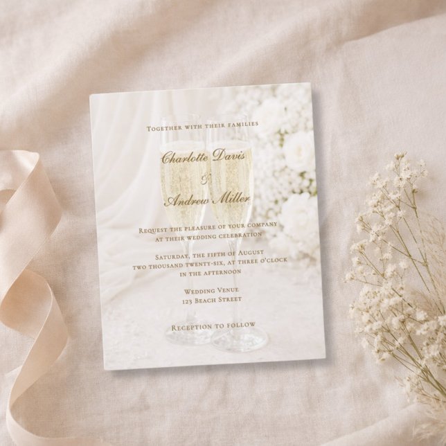 Champagne Glass Soft Draped wedding invitation (Von Creator hochgeladen)