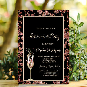 Champagne Glass Sparkle Wirbel Rente Party Einladung