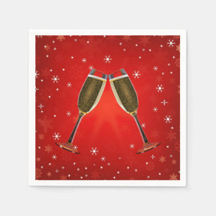 Champagne Glasses Celebration Gold auf Red Serviette