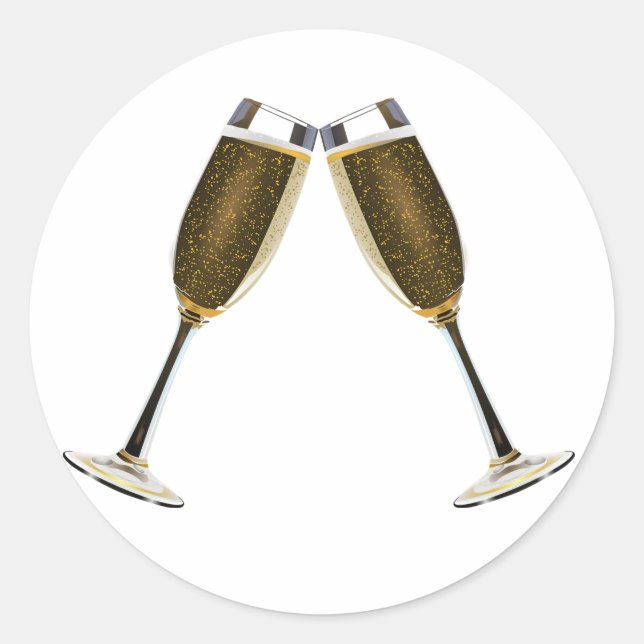 Champagne Glasses Celebration Runder Aufkleber (Vorderseite)
