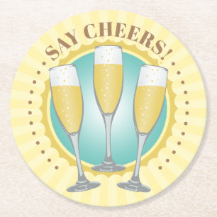 Champagne Glasses Round Paper Untersetzer
