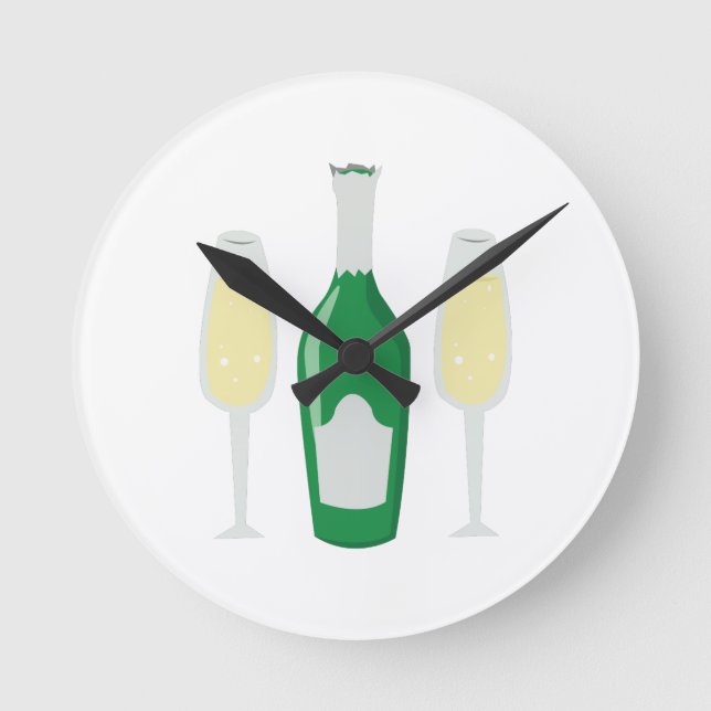Champagne Glasses Runde Wanduhr (Vorderseite)
