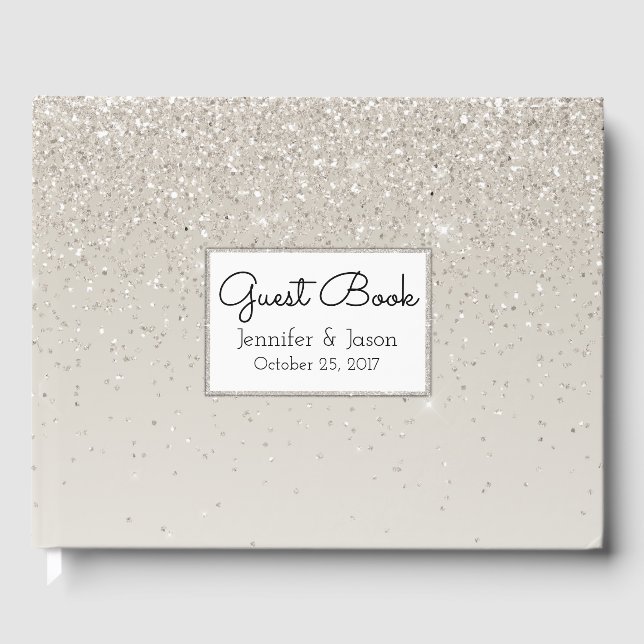 Champagne Glittery Wedding Guest Book Gästebuch (Vorderseite)