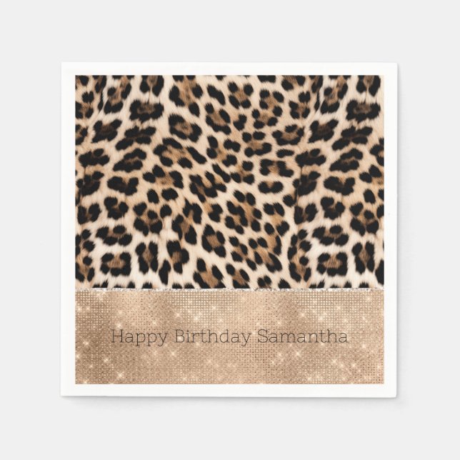 Champagne Glitz Cream Leopard Serviette (Vorderseite)