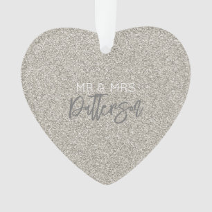 Champagne Glitzer & Mrs. NAME Wedding DATE Ornament