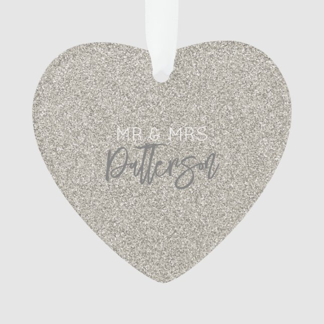 Champagne Glitzer & Mrs. NAME Wedding DATE Ornament (Vorderseite)