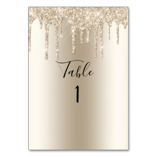 Champagne Glitzer Tropfen Trendy Elegant Wedding Tischnummer