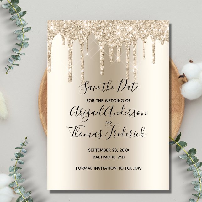 Champagne Glitzer Tropfen Wedding Glam Trendy Save The Date (Von Creator hochgeladen)