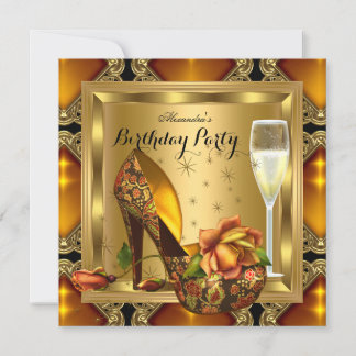 Champagne Gold Amber Heelse Elegante Geburtstagspa Einladung