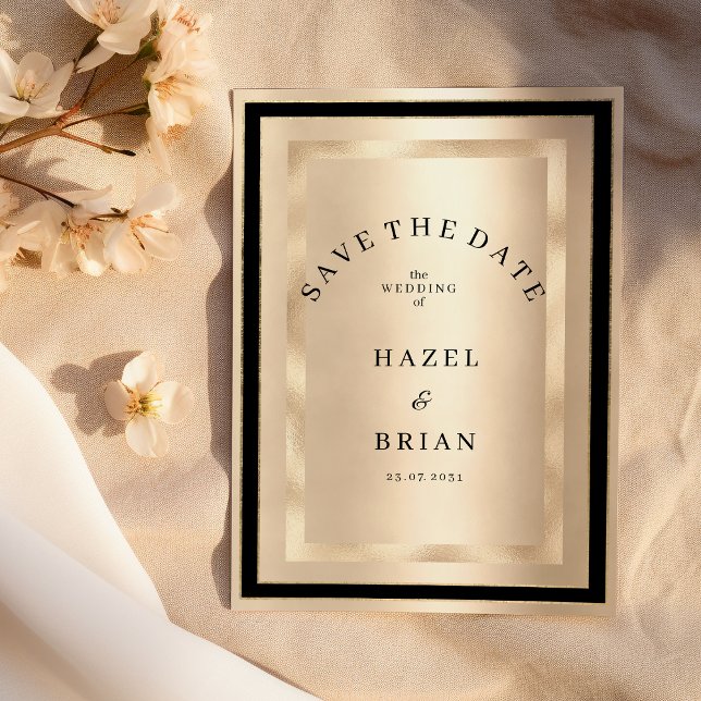 Champagne Gold Black Glamour Luxury Save the Date Einladung (Champagne Gold Black Glamour Luxury Save the Date )