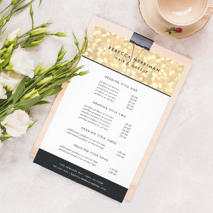 Champagne Gold Bokeh Preise & Dienstleistungen Flyer