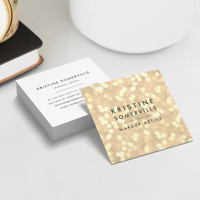 Champagne Gold Bokeh Square Quadratische Visitenkarte (Von Creator hochgeladen)
