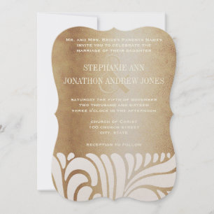 Champagne Gold Elegante Gold Ivory Wirbel Einladung