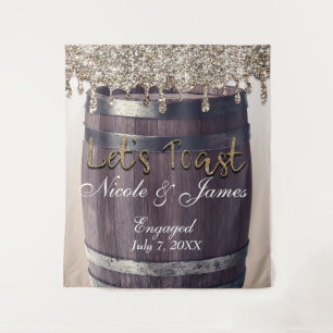 Champagne-Gold-Glitter-Drip-Fass-Scheunen-Verlobun Wandteppich