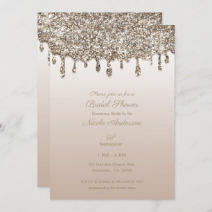 Champagne Gold Glitzer Tropfen Glam Brautparty Einladung