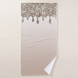Champagne Gold Glitzer Tropfen Luxury Glam Badhandtuch Set