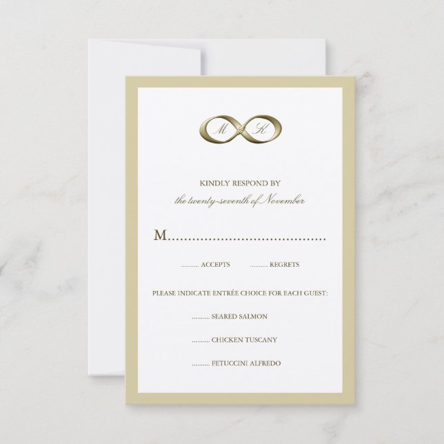 Champagne Gold Infinity Hand Clasp Wedding RSVP Ca Karte (Vorderseite)