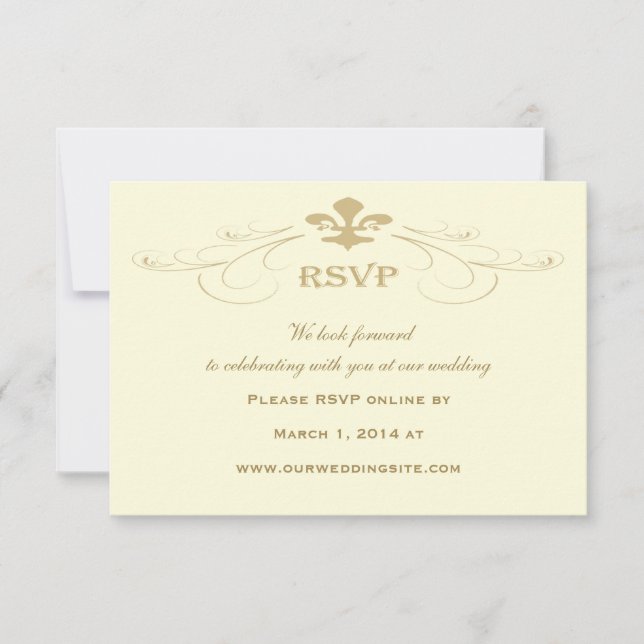 Champagne Gold Lilie Wedding RSVP Cards Karte (Vorderseite)