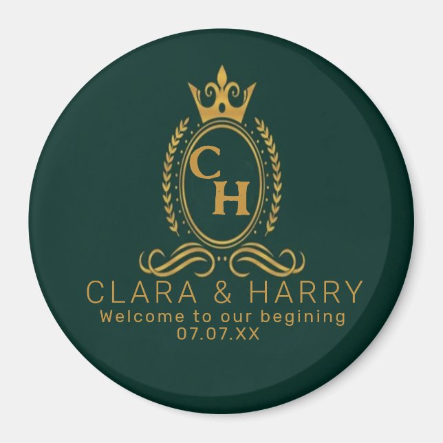 Champagne gold minimal  lettering green weeding magnet (Vorne)