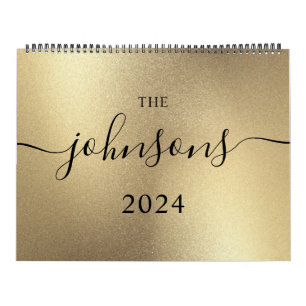 Champagne Gold Modernes Script Name Foto Kalender