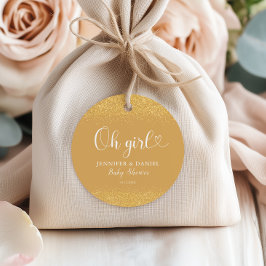 Champagne Gold Oh Girl Favor Glitter Confetti Geschenkanhänger