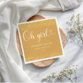 Champagne Gold Oh Girl Sparkle Confetti Heart Serviette