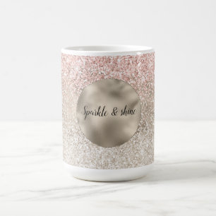 Champagne Gold Pink White Glitzy Glitzer Kaffeetasse
