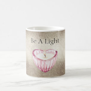 Champagne-Gold-Rosa-Herzkerze Sei Ein Licht Kaffeetasse