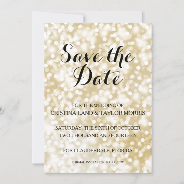 Champagne Gold Save the Date (Vorderseite)