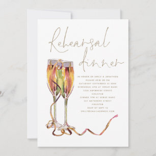Champagne Gold Script Hochzeit Probe Dinner Einladung